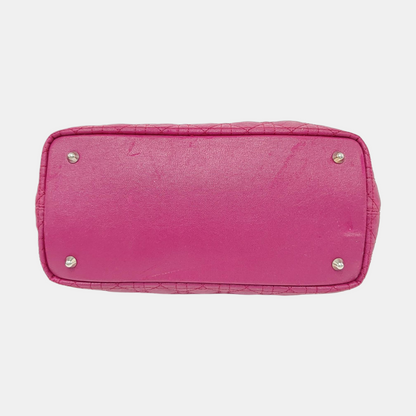 DIOR Panarea Cerise Coated Canvas Weave Pattern Jacquard Single Shoulder Bag Handbag Silver Hardware-(SKU)-954096914