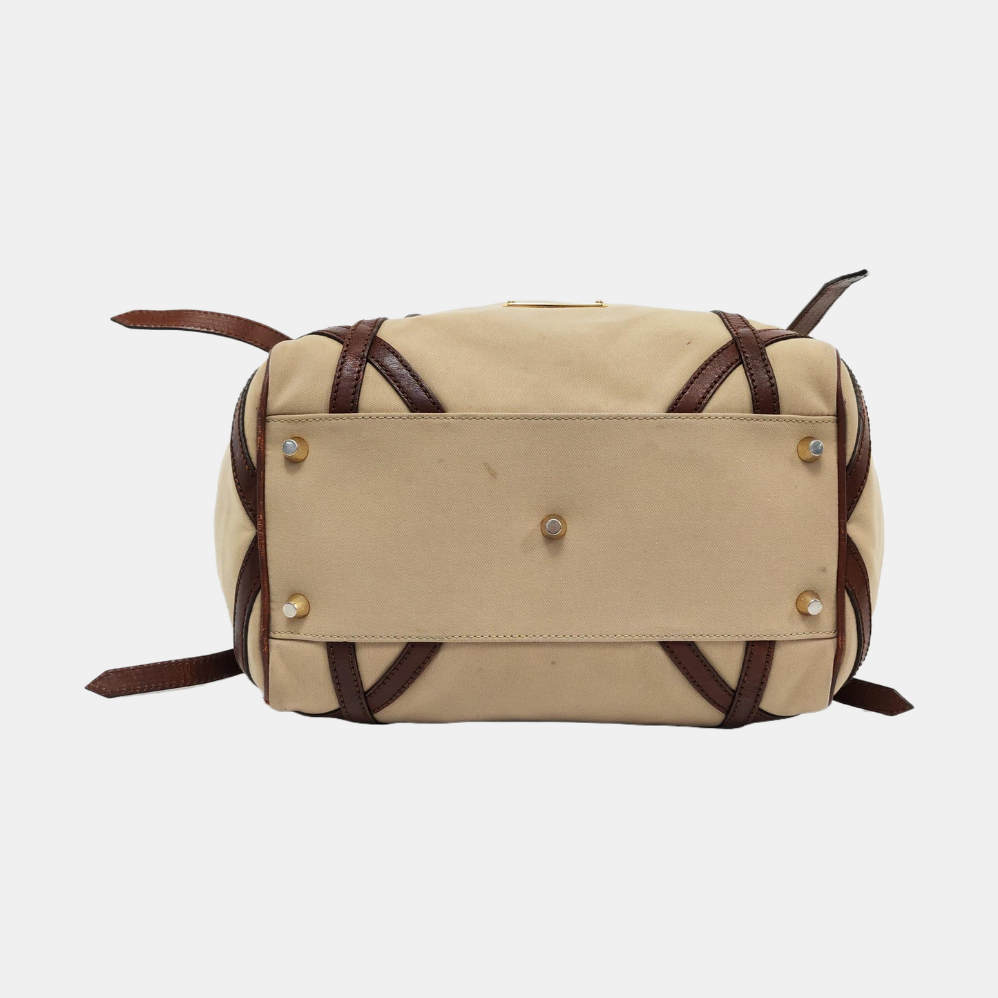 BURBERRY CanterburyMedium Khaki Canvas No Shoulder Bag-(SKU)-936730743