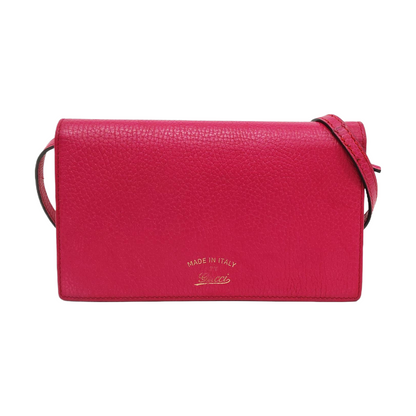 GUCCI Swing Fuchsia Pink Leather Crossbody Shoulder Bag Golden hardware Removable shoulder strap-(SKU)-954330467