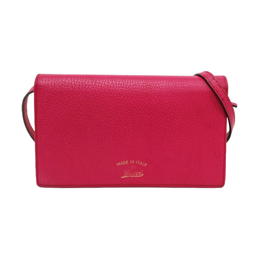 GUCCI Swing Fuchsia Pink Leather Crossbody Shoulder Bag Golden hardware Removable shoulder strap-(SKU)-954330467