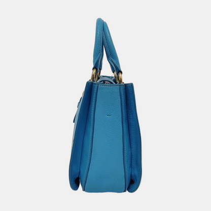Miu Miu Madras Blue Cowhide Studs Single Shoulder Bag Tote Bag Crossbody Bag Golden hardware Removable shoulder strap-(SKU)-954293190
