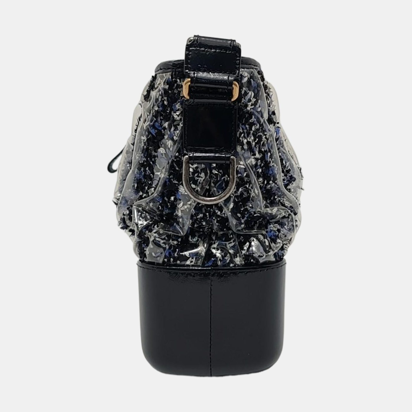 CHANEL GABRIELLE Medium Dark Blue Wool Quilted V Pattern Gabby Bag Crossbody Shoulder Bag Sling Bag Gold Silver Ruthenium Hardware 25 Clasp Removable Strap-(SKU)-954167174