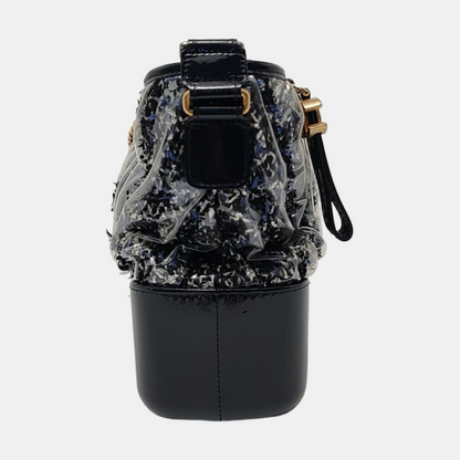 CHANEL GABRIELLE Medium Dark Blue Wool Quilted V Pattern Gabby Bag Crossbody Shoulder Bag Sling Bag Gold Silver Ruthenium Hardware 25 Clasp Removable Strap-(SKU)-954167174