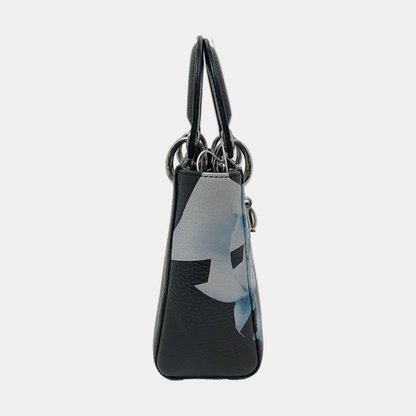 DIOR Diorissimo Mini Dark Green Leather Printed Lady Dior Bag Shoulder Bag Tote Bag with Detachable Strap-(SKU)-954451188