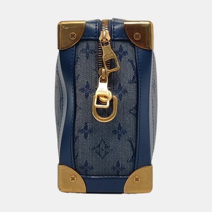 LOUIS VUITTON SOFT TRUNK Blue Denim Monogram Quilted Shoulder Bag, Handbag with Detachable Strap-(SKU)-954467210