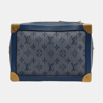 LOUIS VUITTON SOFT TRUNK Blue Denim Monogram Quilted Shoulder Bag, Handbag with Detachable Strap-(SKU)-954467210