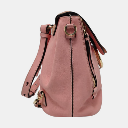 Chloé Faye Pink Cowhide Backpack, Single Shoulder Bag Golden hardware Removable shoulder strap-(SKU)-954247271