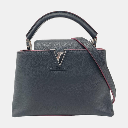 LOUIS VUITTON CAPUCINES BB Dark Blue Calfskin Shoulder Bag Tote Crossbody Bag with Detachable Strap-(SKU)-954441893
