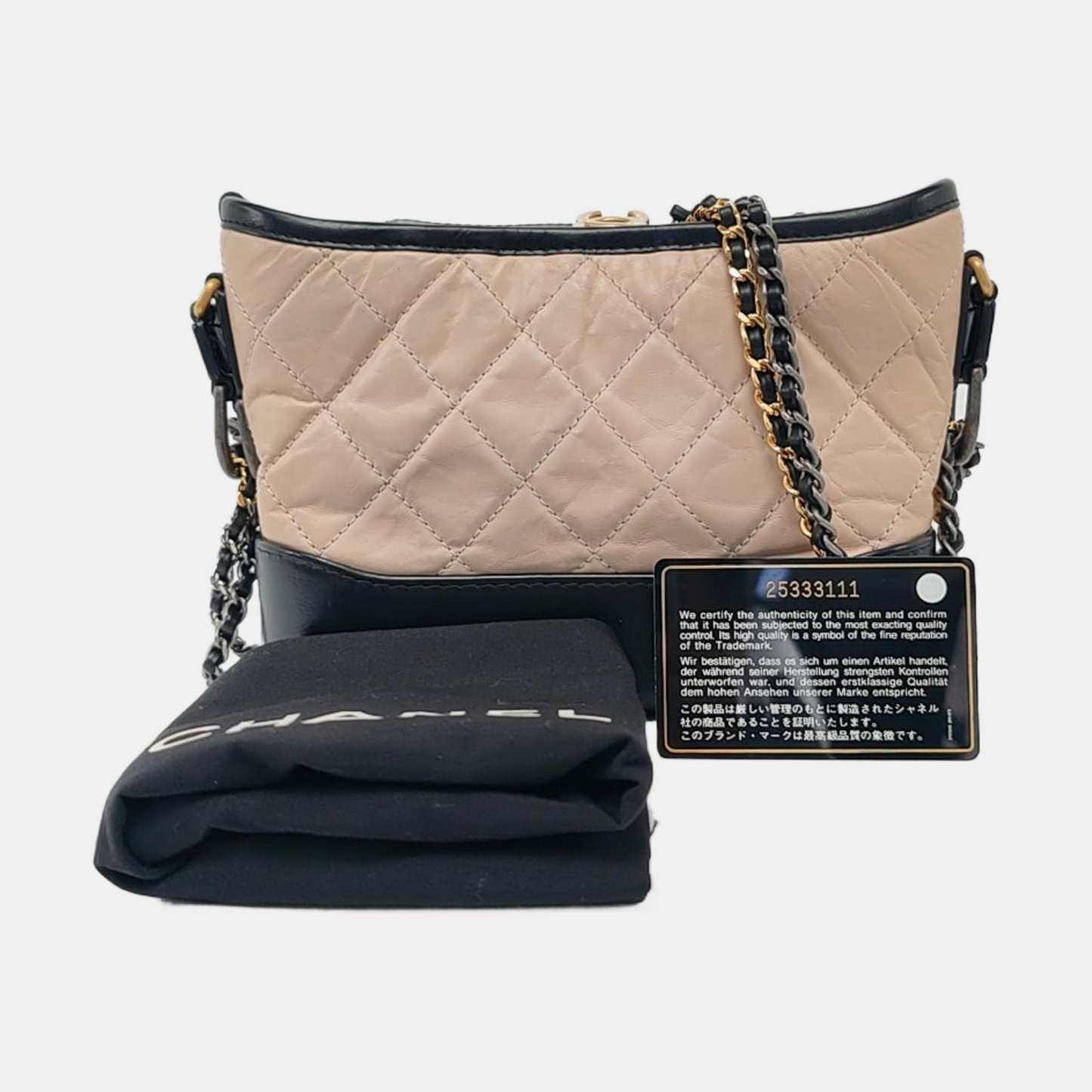 CHANEL GABRIELLE Small Beige Calfskin Quilted Crossbody Shoulder Bag Detachable Strap-(SKU)-954425673