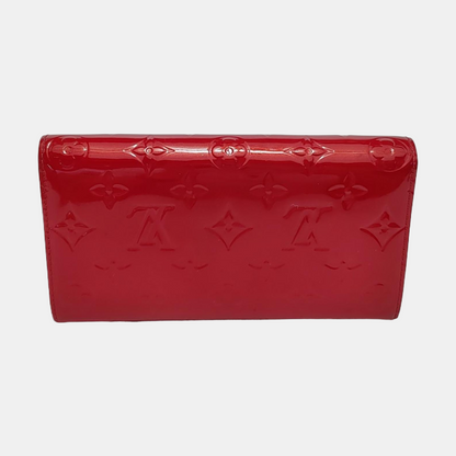 LOUIS VUITTON PORTE MONNAIE Red patent leather embossed wallet Golden hardware-(SKU)-954356366
