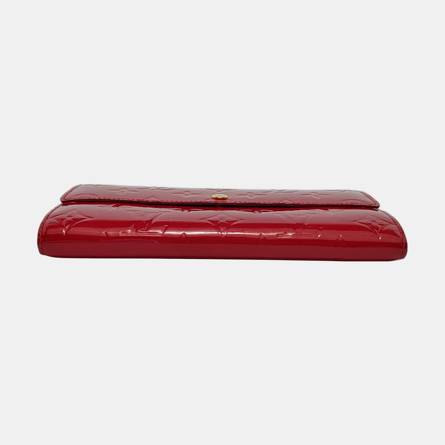 LOUIS VUITTON PORTE MONNAIE Red patent leather embossed wallet Golden hardware-(SKU)-954356366