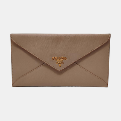PRADA Khaki Cowhide Wallet Golden hardware-(SKU)-954136803