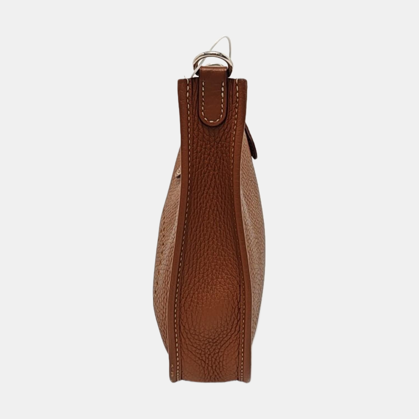HERMÈS Evelyne TPM Gold Brown Clemence Leather Evelyne Shoulder Bag Crossbody Bag Silver Hardware Removable Strap U Complete Accessories-(SKU)-954343620