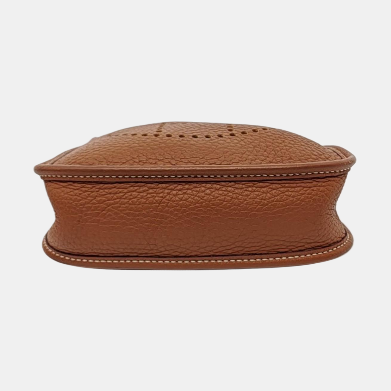 HERMÈS Evelyne TPM Gold Brown Clemence Leather Evelyne Shoulder Bag Crossbody Bag Silver Hardware Removable Strap U Complete Accessories-(SKU)-954343620