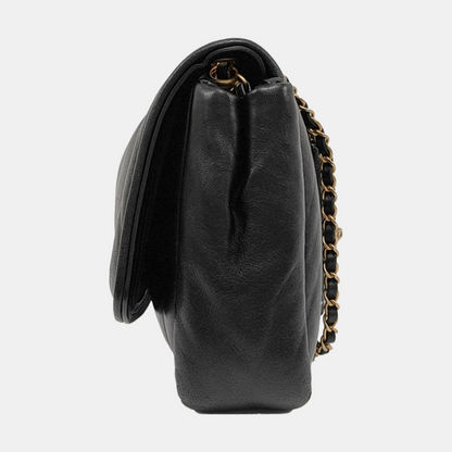 CHANEL VINTAGE PUFFY black lambskin crossbody bag shoulder bag 28 opening gold hardware-(SKU)-954421943