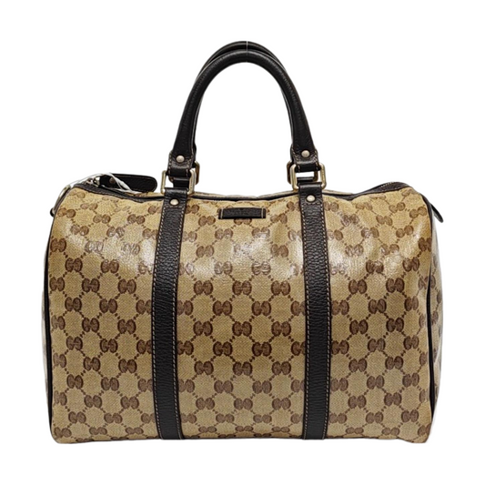GUCCI Joy Khaki Coated Canvas Old Flower Tote Bag Golden hardware-(SKU)-954415041