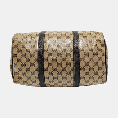 GUCCI Joy Khaki Coated Canvas Old Flower Tote Bag Golden hardware-(SKU)-954415041