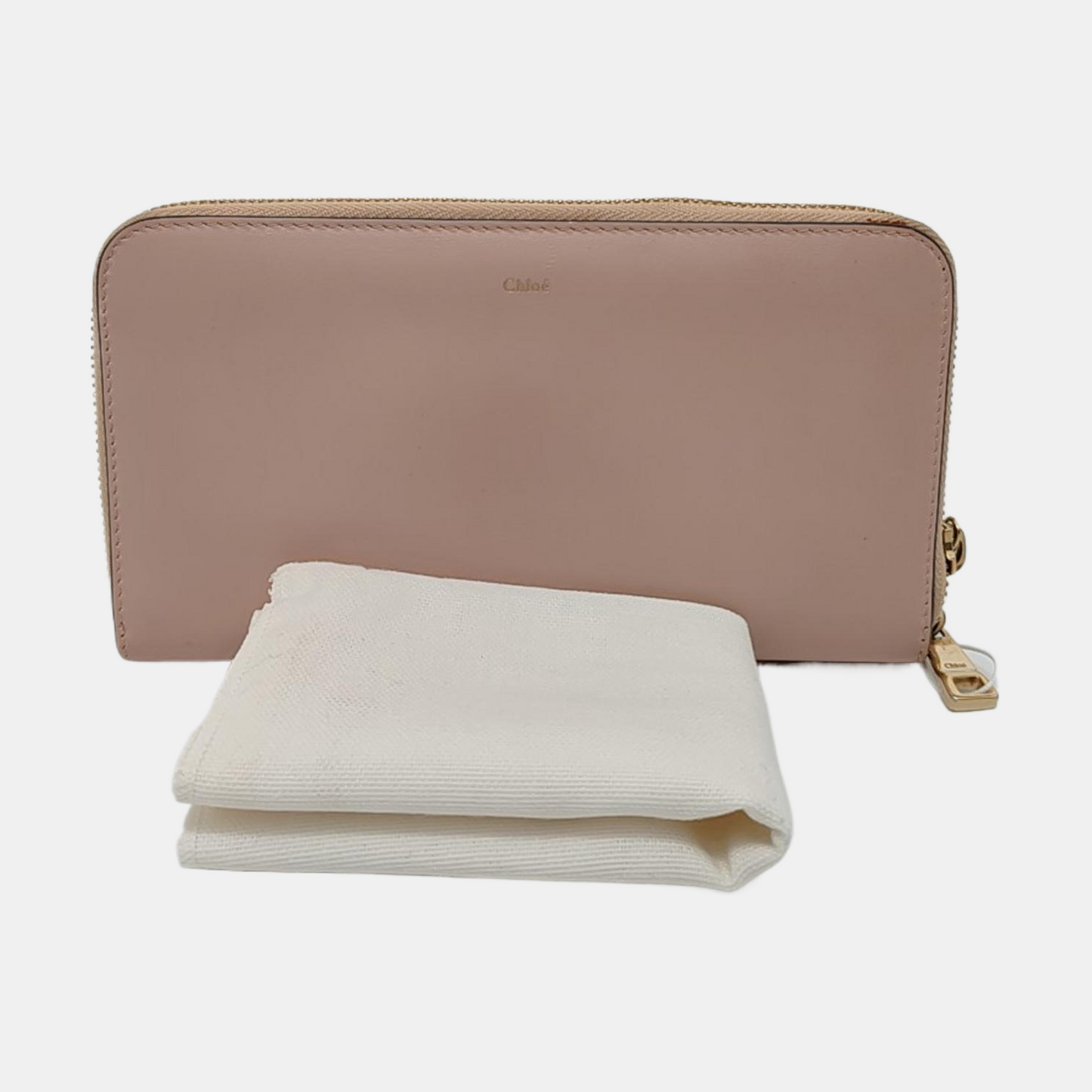 Chloé Baylee Nude Pink Cow Leather Wallet Golden hardware-(SKU)-954587159