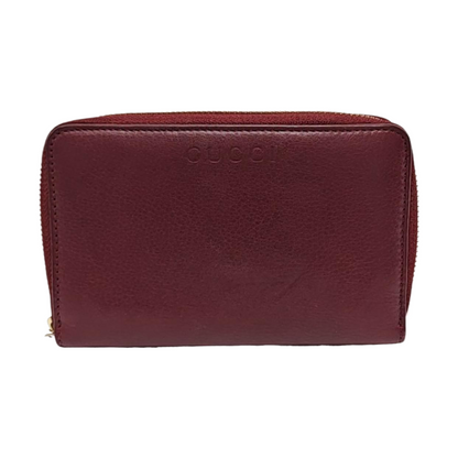 GUCCI Burgundy Calfskin Leather Wallet Gold Red Hardware-(SKU)-954574348