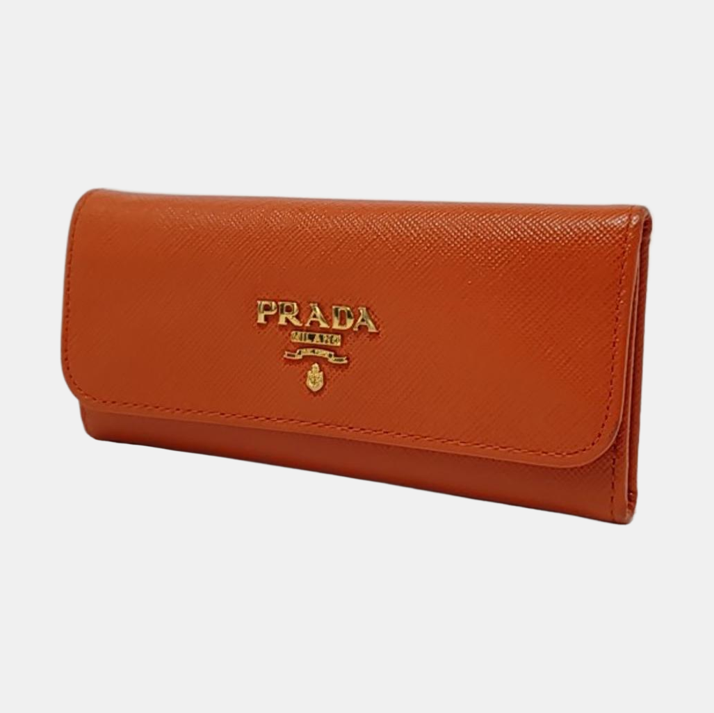 PRADA Orange Leather Crossbody Key Pouch Golden hardware-(SKU)-954583287