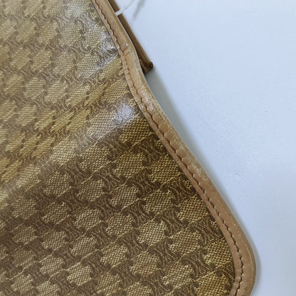 CELINE Khaki Coated Canvas Triumph Clutch Golden hardware-(SKU)-954586171