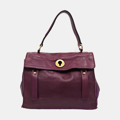 YSL MUSE TWO Purple Leather Tote Golden hardware-(SKU)-954560346
