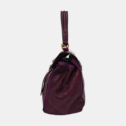 YSL MUSE TWO Purple Leather Tote Golden hardware-(SKU)-954560346
