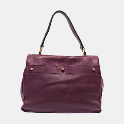 YSL MUSE TWO Purple Leather Tote Golden hardware-(SKU)-954560346