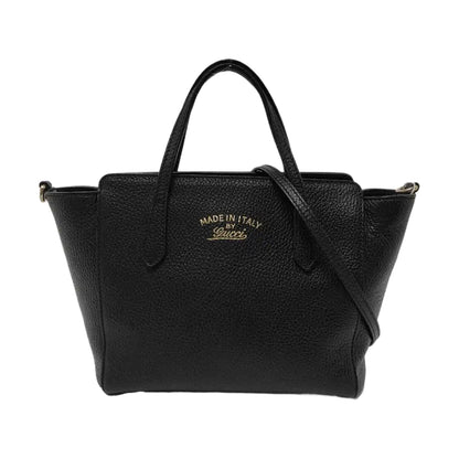 GUCCI Swing Black Cowhide Single Shoulder Bag Tote Bag Golden hardware Removable shoulder strap-(SKU)-954725324