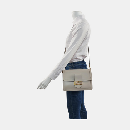LOUIS VUITTON DAUPHINE Medium Elephant Grey Leather Dauphine Crossbody Bag Single Shoulder Bag with Detachable Strap-(SKU)-954852579