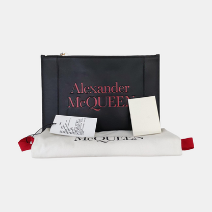 Alexander McQUEEN mini Black cowhide embossed clutch bag Golden hardware-(SKU)-954708268