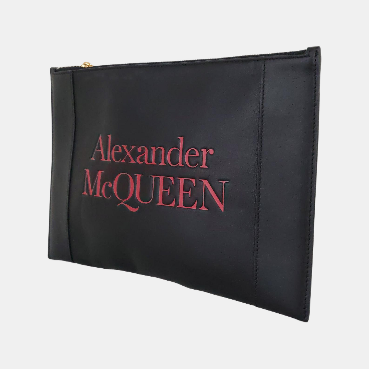 Alexander McQUEEN mini Black cowhide embossed clutch bag Golden hardware-(SKU)-954708268