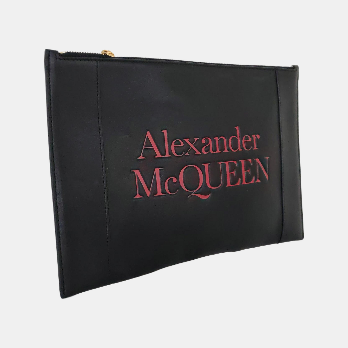 Alexander McQUEEN mini Black cowhide embossed clutch bag Golden hardware-(SKU)-954708268