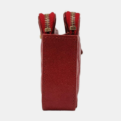 CHANEL BOY CHANEL Red Grained Calfskin Quilted Chevron Single Shoulder Bag Crossbody Bag Gold Hardware 28 Clasp Removable Shoulder Strap-(SKU)-954854363