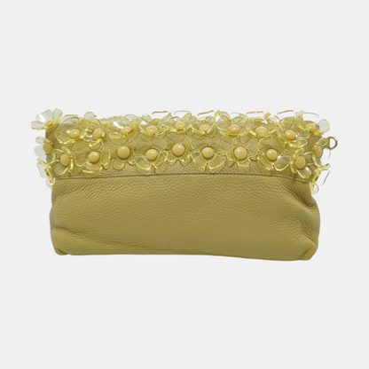 BURBERRY Yellow Green Leather Studs Embellished Shoulder Bag Crossbody Golden hardware Removable shoulder strap-(SKU)-954809975