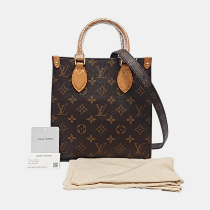 LOUIS VUITTON SAC PLAT BB Brown Coated Canvas Monogram Notepad Bag Crossbody Shoulder Bag Sling Bag Golden Hardware Removable Strap-(SKU)-954740431