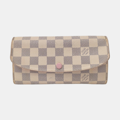 LOUIS VUITTON EMILIE White Coated Canvas Checkered Wallet Golden hardware-(SKU)-954698850