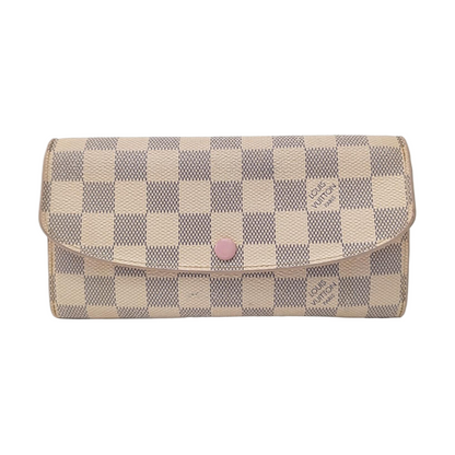 LOUIS VUITTON EMILIE White Coated Canvas Checkered Wallet Golden hardware-(SKU)-954698850