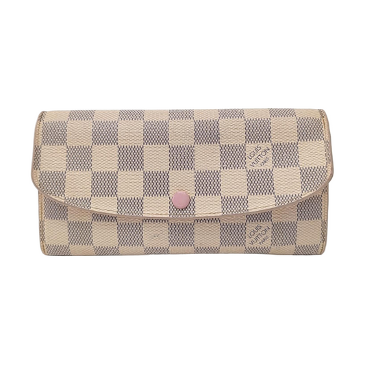LOUIS VUITTON EMILIE White Coated Canvas Checkered Wallet Golden hardware-(SKU)-954698850