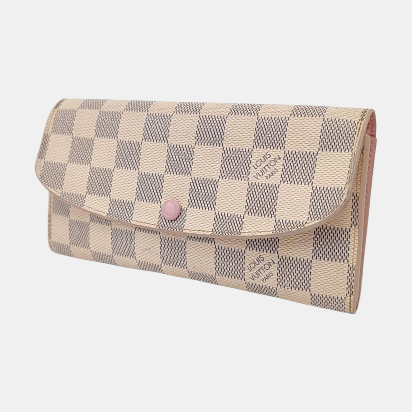 LOUIS VUITTON EMILIE White Coated Canvas Checkered Wallet Golden hardware-(SKU)-954698850
