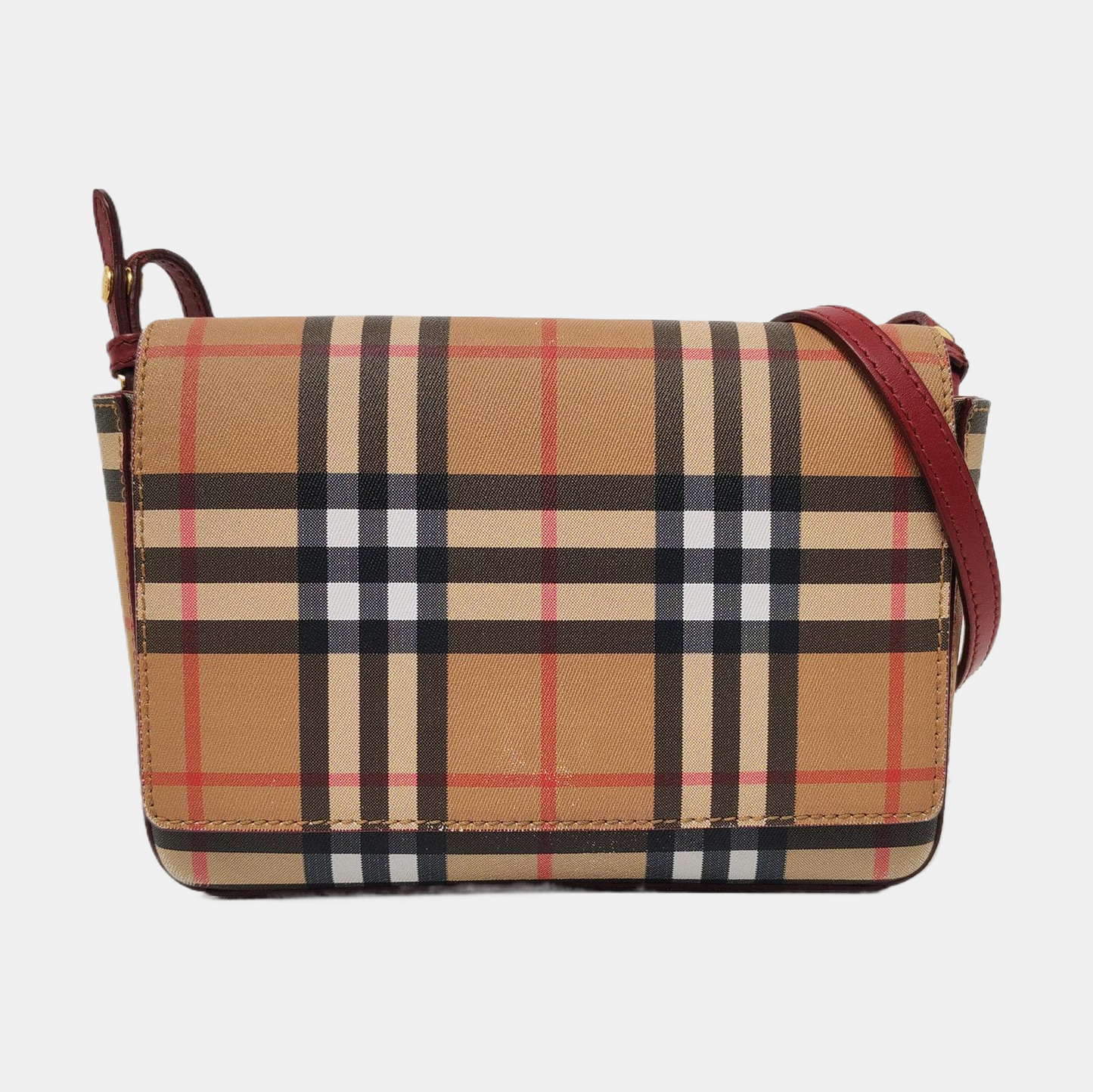 BURBERRY Small size Red Cowhide Single Shoulder Bag Golden hardware Removable shoulder strap-(SKU)-954789335