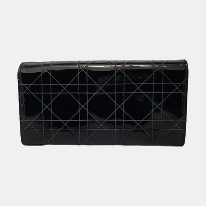 DIOR Lady Dior Black Patent Leather Wicker Pattern Quilted Handbag Golden hardware-(SKU)-954980495