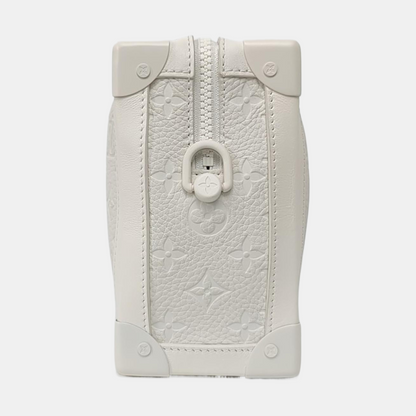 LOUIS VUITTON SOFT TRUNK White Cowhide Monogram Embossed Crossbody Bag Handbag Shoulder Bag White Hardware-(SKU)-955121168