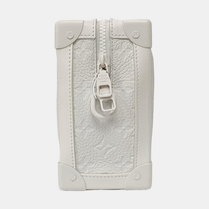 LOUIS VUITTON SOFT TRUNK White Cowhide Monogram Embossed Crossbody Bag Handbag Shoulder Bag White Hardware-(SKU)-955121168