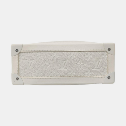 LOUIS VUITTON SOFT TRUNK White Cowhide Monogram Embossed Crossbody Bag Handbag Shoulder Bag White Hardware-(SKU)-955121168