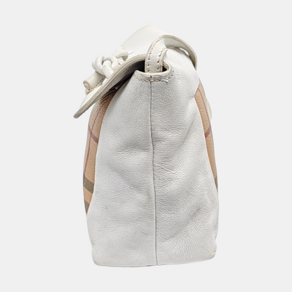 BURBERRY Khaki Coated Canvas Warhorse Plaid Crossbody Shoulder Bag Golden hardware-(SKU)-954930104