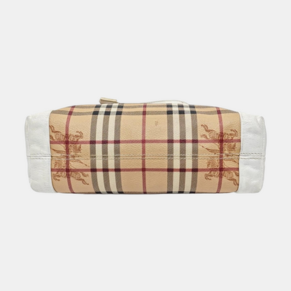 BURBERRY Khaki Coated Canvas Warhorse Plaid Crossbody Shoulder Bag Golden hardware-(SKU)-954930104
