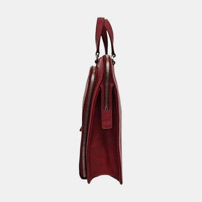 PRADA Red Cowhide Tote Bag Silver Hardware-(SKU)-954933238