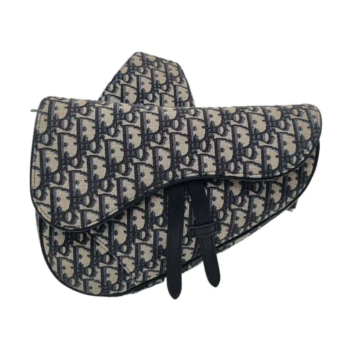 DIOR Saddle Medium Size Blue Canvas Monogrammed Saddle Bag Shoulder Bag Crossbody Bag Silver Hardware-(SKU)-954922052