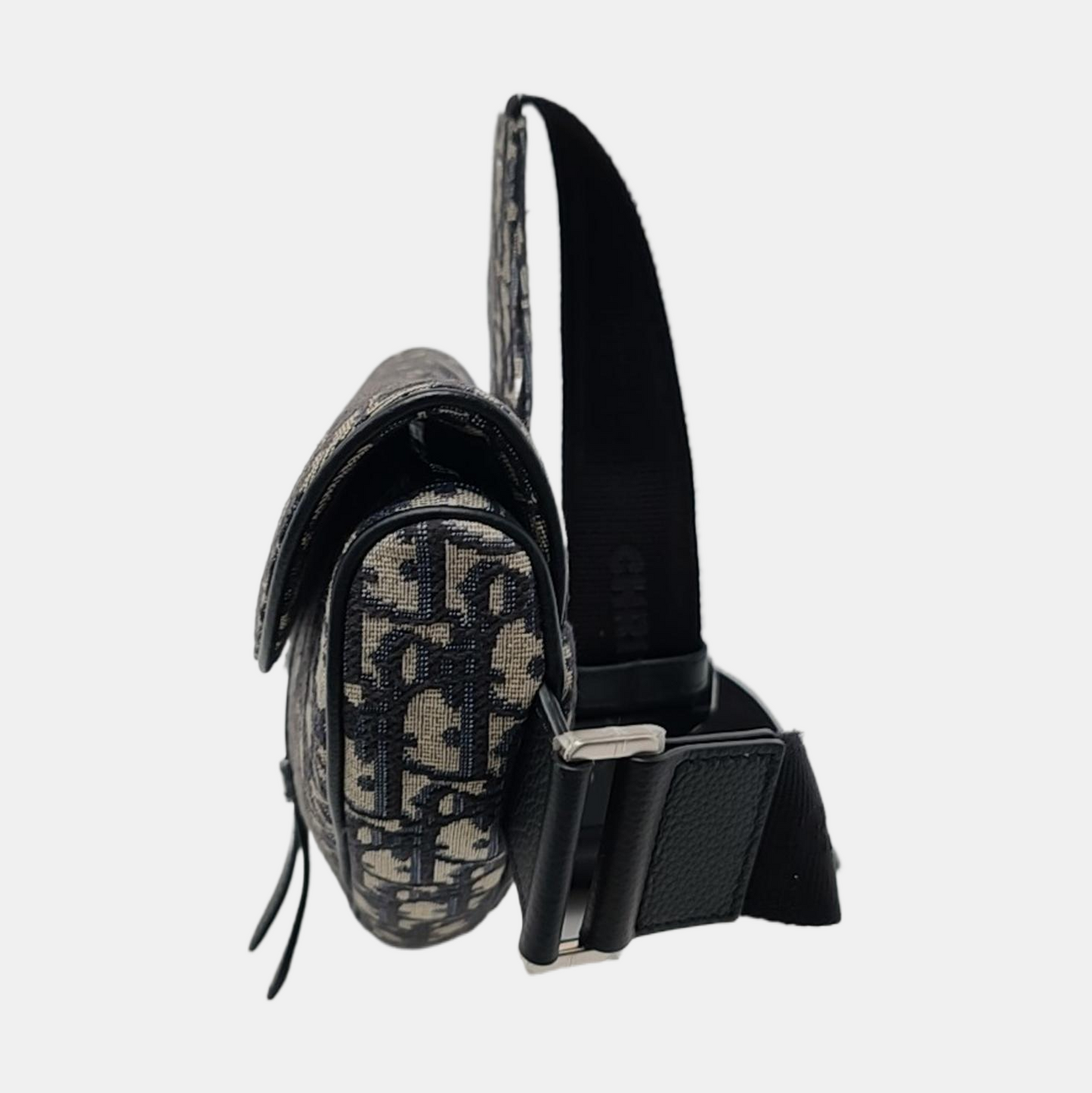 DIOR Saddle Medium Size Blue Canvas Monogrammed Saddle Bag Shoulder Bag Crossbody Bag Silver Hardware-(SKU)-954922052